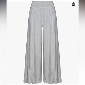 GIUSY silk blend wide leg palazzo pants Women's size L made in Italy gray NWT